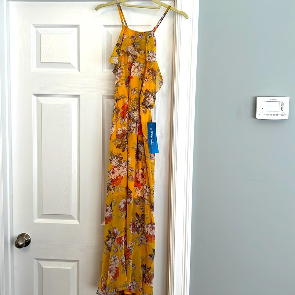 Prom Girl yellow maxi dress .. slight high low hem